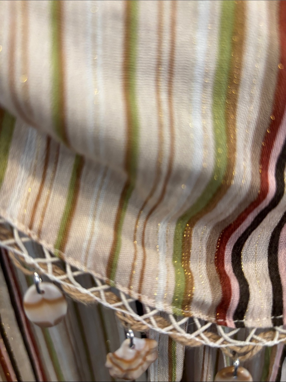 Striped Two-Piece Lounge Set in Cream and Rust stripe with seashells on crop nwt - Picture 3 of 6